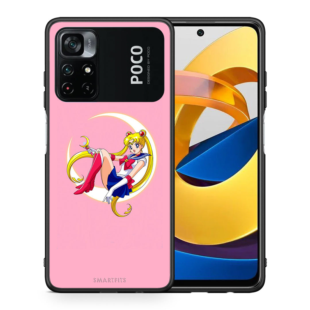 Θήκη Xiaomi Poco M4 Pro 4G Moon Girl από τη Smartfits με σχέδιο στο πίσω μέρος και μαύρο περίβλημα | Xiaomi Poco M4 Pro 4G Moon Girl case with colorful back and black bezels