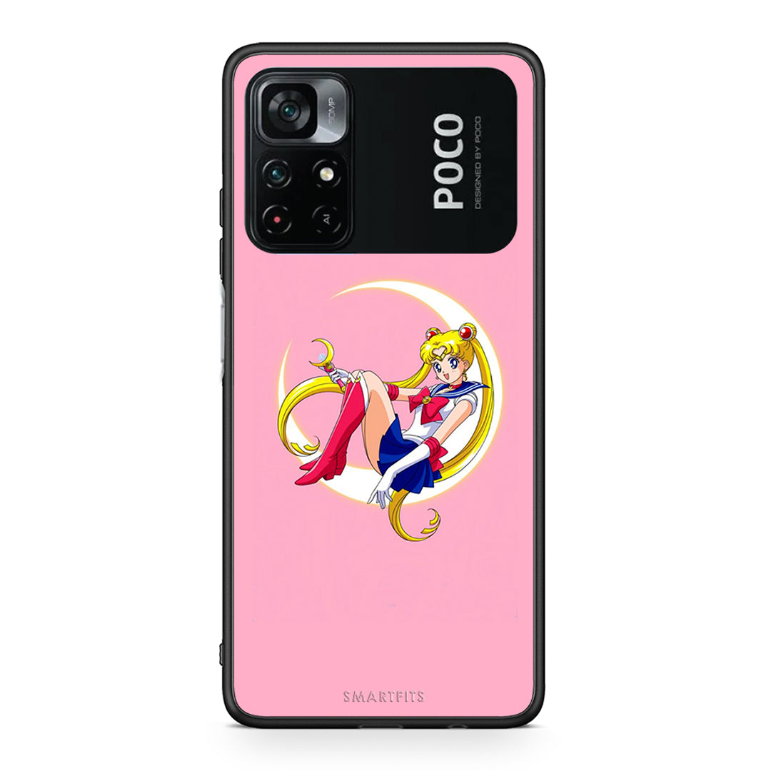 Xiaomi Poco M4 Pro 4G Moon Girl θήκη από τη Smartfits με σχέδιο στο πίσω μέρος και μαύρο περίβλημα | Smartphone case with colorful back and black bezels by Smartfits