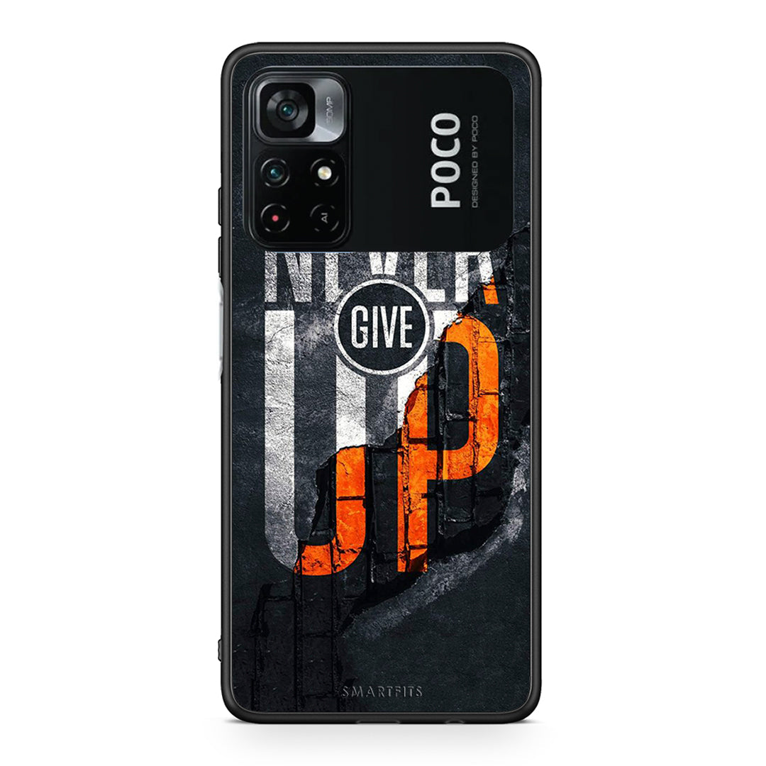 Xiaomi Poco M4 Pro 4G Never Give Up Θήκη Αγίου Βαλεντίνου από τη Smartfits με σχέδιο στο πίσω μέρος και μαύρο περίβλημα | Smartphone case with colorful back and black bezels by Smartfits