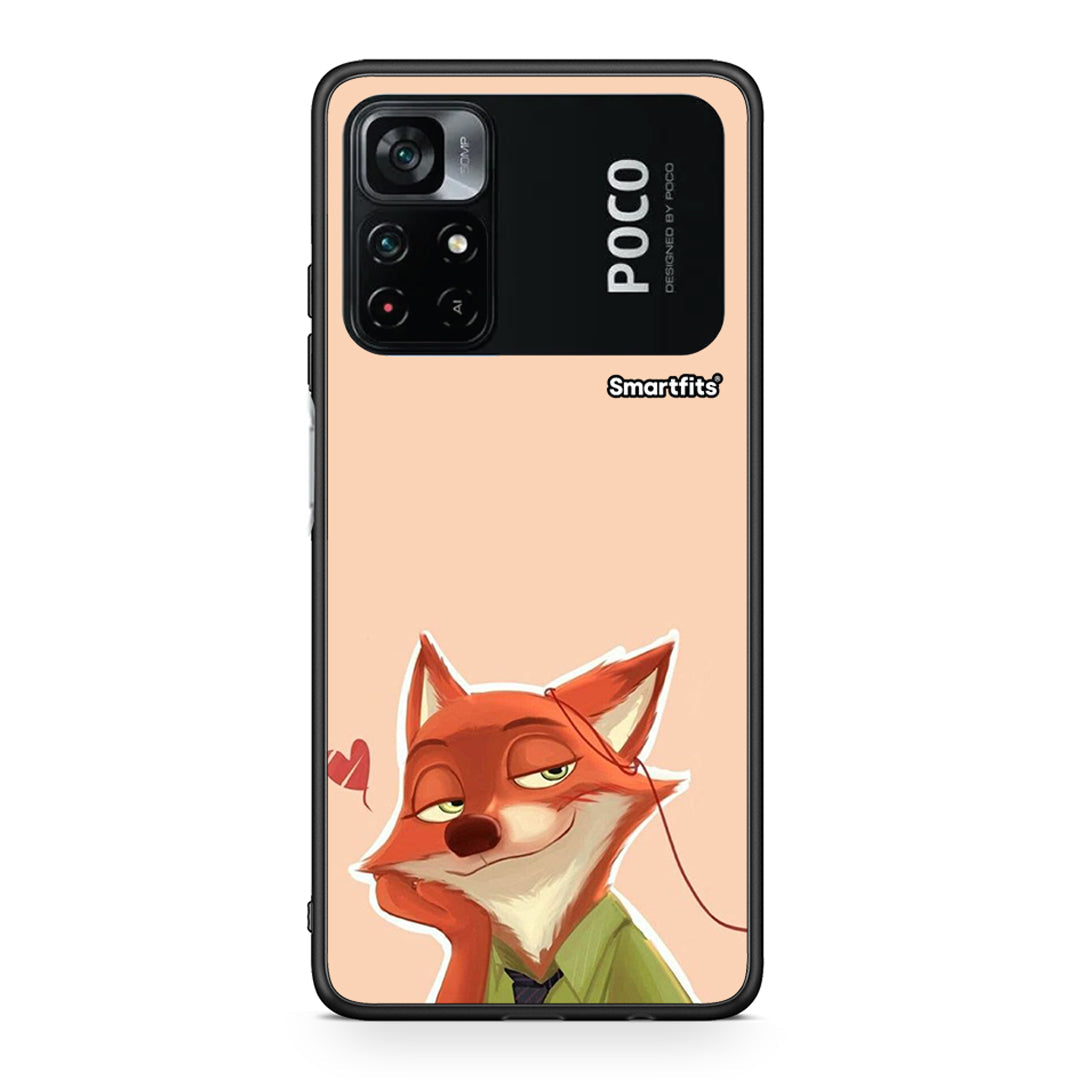 Xiaomi Poco M4 Pro 4G Nick Wilde And Judy Hopps Love 1 θήκη από τη Smartfits με σχέδιο στο πίσω μέρος και μαύρο περίβλημα | Smartphone case with colorful back and black bezels by Smartfits