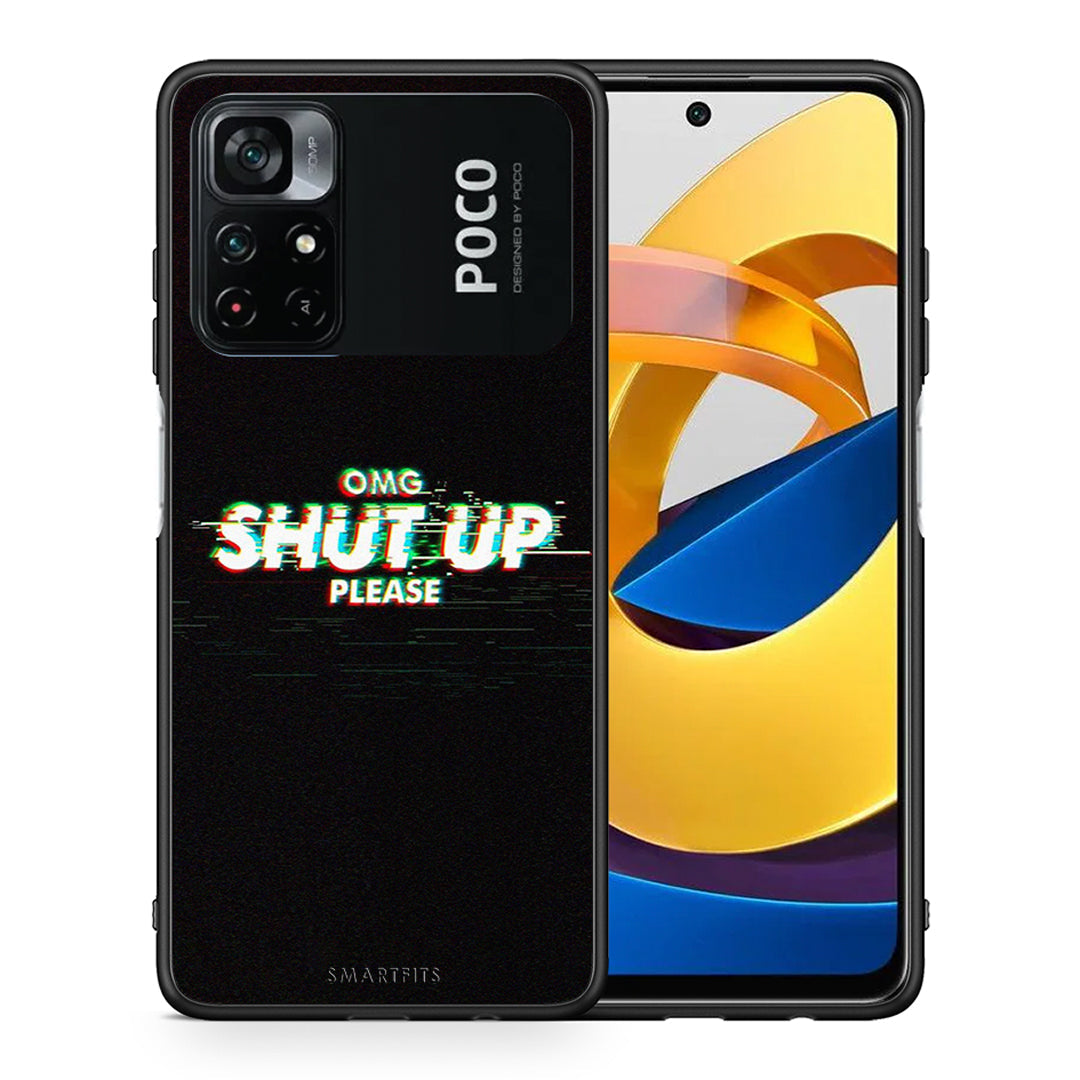 Θήκη Xiaomi Poco M4 Pro 4G OMG ShutUp από τη Smartfits με σχέδιο στο πίσω μέρος και μαύρο περίβλημα | Xiaomi Poco M4 Pro 4G OMG ShutUp case with colorful back and black bezels