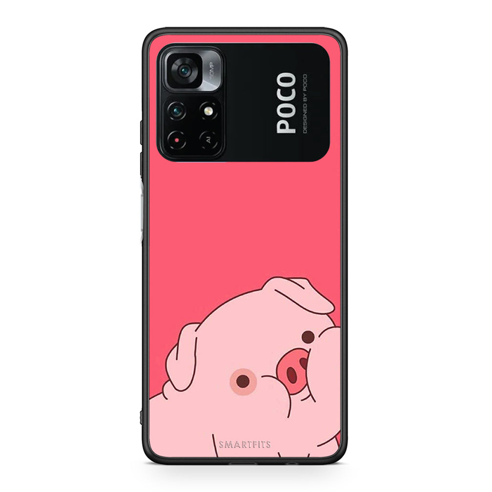 Xiaomi Poco M4 Pro 4G Pig Love 1 Θήκη Αγίου Βαλεντίνου από τη Smartfits με σχέδιο στο πίσω μέρος και μαύρο περίβλημα | Smartphone case with colorful back and black bezels by Smartfits