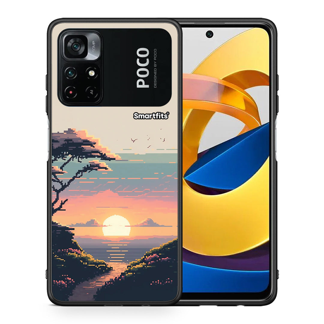 Θήκη Xiaomi Poco M4 Pro 4G Pixel Sunset από τη Smartfits με σχέδιο στο πίσω μέρος και μαύρο περίβλημα | Xiaomi Poco M4 Pro 4G Pixel Sunset case with colorful back and black bezels