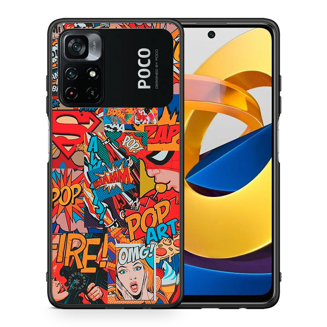 Θήκη Xiaomi Poco M4 Pro 4G PopArt OMG από τη Smartfits με σχέδιο στο πίσω μέρος και μαύρο περίβλημα | Xiaomi Poco M4 Pro 4G PopArt OMG case with colorful back and black bezels