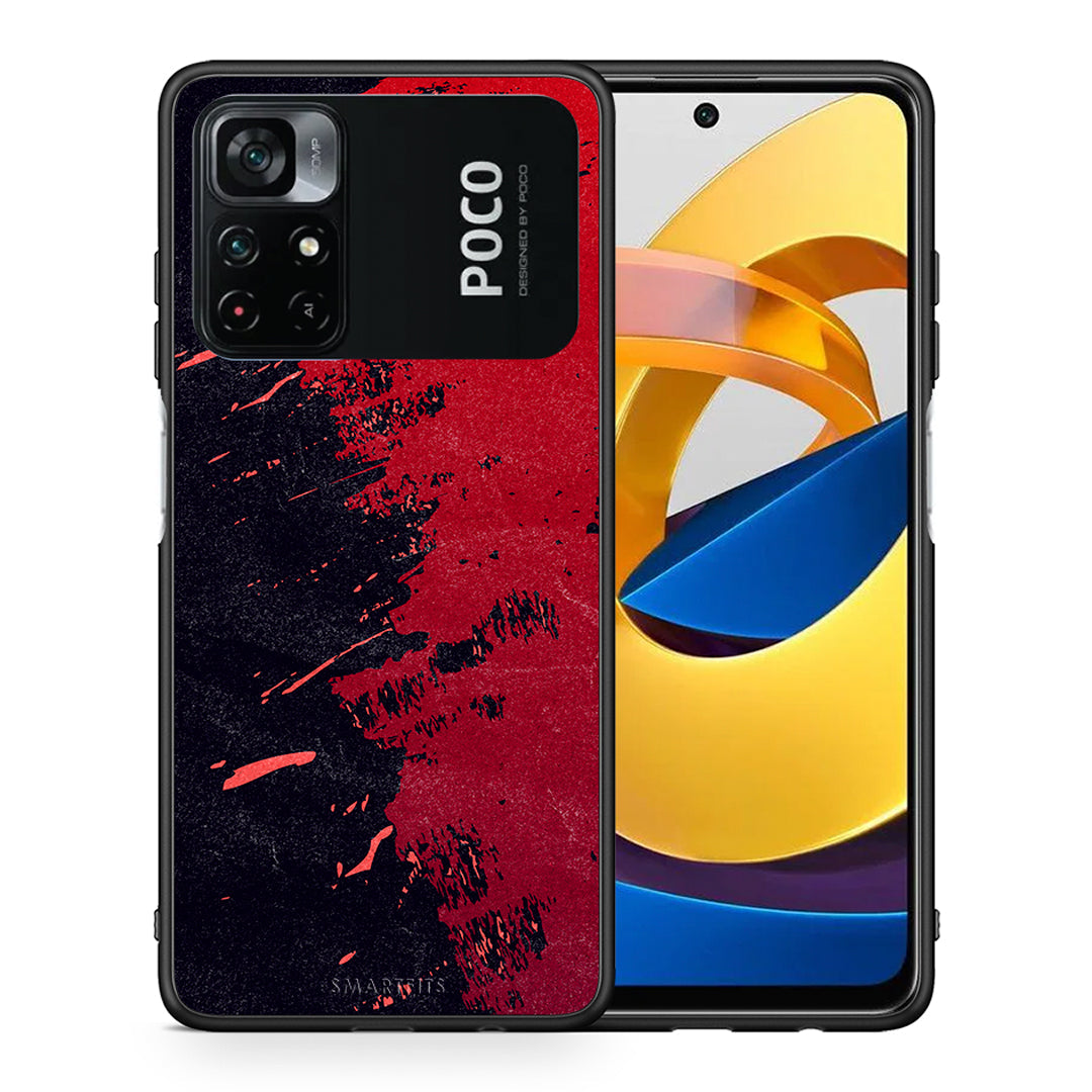 Θήκη Αγίου Βαλεντίνου Xiaomi Poco M4 Pro 4G Red Paint από τη Smartfits με σχέδιο στο πίσω μέρος και μαύρο περίβλημα | Xiaomi Poco M4 Pro 4G Red Paint case with colorful back and black bezels