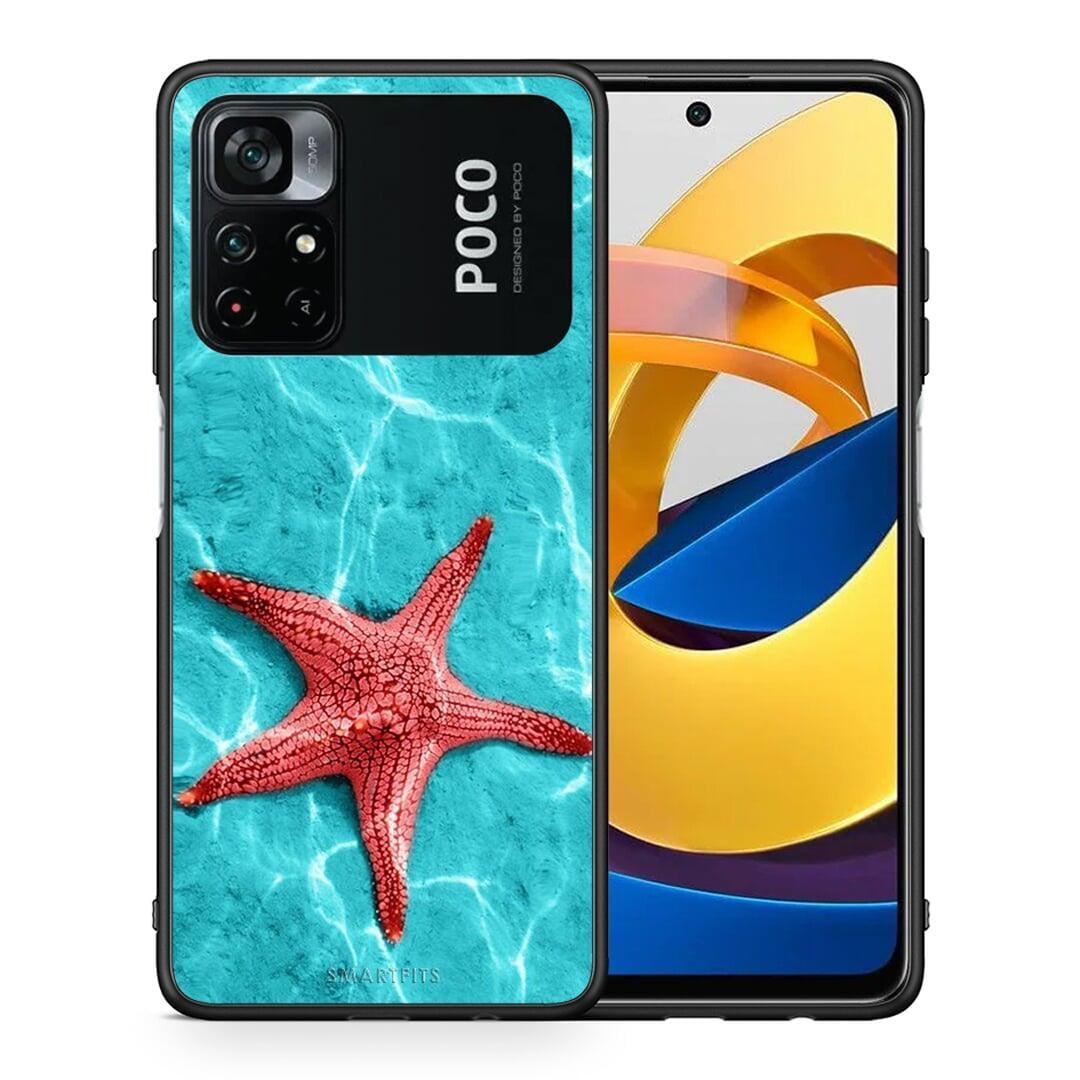 Θήκη Xiaomi Poco M4 Pro 4G Red Starfish από τη Smartfits με σχέδιο στο πίσω μέρος και μαύρο περίβλημα | Xiaomi Poco M4 Pro 4G Red Starfish case with colorful back and black bezels