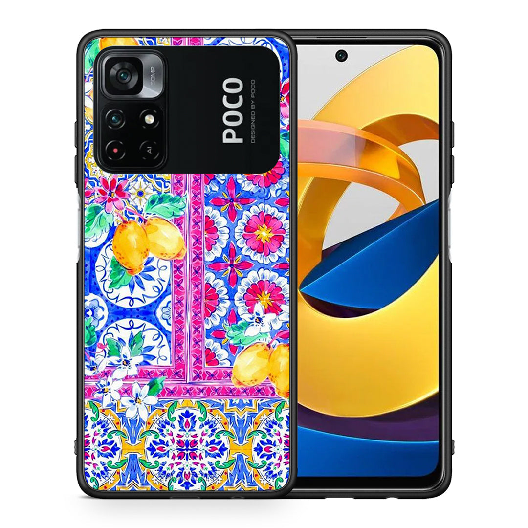 Θήκη Xiaomi Poco M4 Pro 4G Retro Spring από τη Smartfits με σχέδιο στο πίσω μέρος και μαύρο περίβλημα | Xiaomi Poco M4 Pro 4G Retro Spring case with colorful back and black bezels