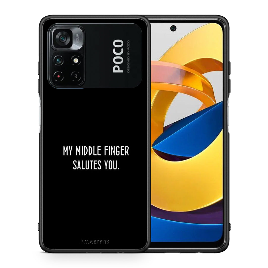 Θήκη Xiaomi Poco M4 Pro 4G Salute από τη Smartfits με σχέδιο στο πίσω μέρος και μαύρο περίβλημα | Xiaomi Poco M4 Pro 4G Salute case with colorful back and black bezels