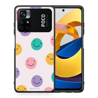 Thumbnail for Θήκη Xiaomi Poco M4 Pro 4G Smiley Faces από τη Smartfits με σχέδιο στο πίσω μέρος και μαύρο περίβλημα | Xiaomi Poco M4 Pro 4G Smiley Faces case with colorful back and black bezels