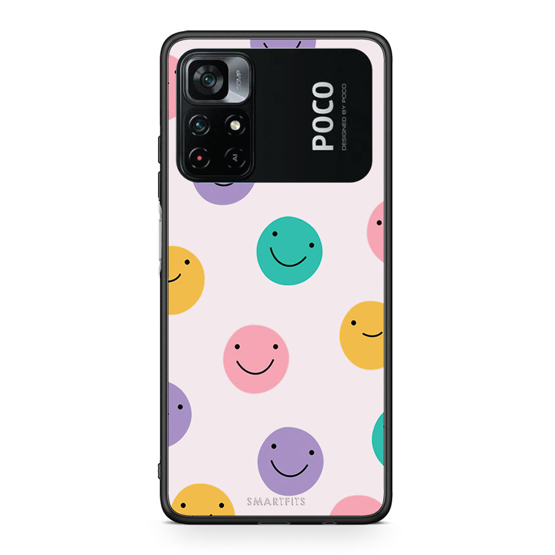 Xiaomi Poco M4 Pro 4G Smiley Faces θήκη από τη Smartfits με σχέδιο στο πίσω μέρος και μαύρο περίβλημα | Smartphone case with colorful back and black bezels by Smartfits