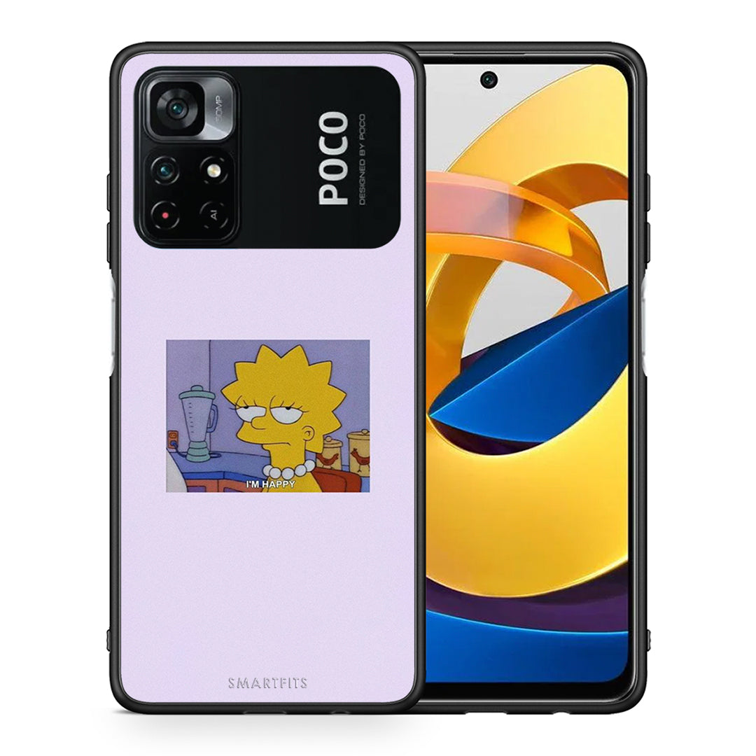 Θήκη Xiaomi Poco M4 Pro 4G So Happy από τη Smartfits με σχέδιο στο πίσω μέρος και μαύρο περίβλημα | Xiaomi Poco M4 Pro 4G So Happy case with colorful back and black bezels