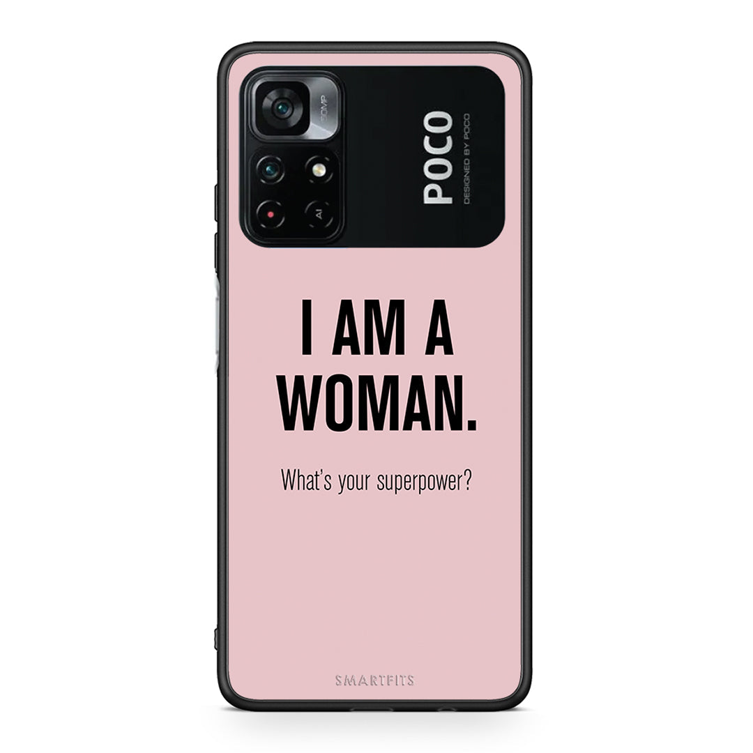 Xiaomi Poco M4 Pro 4G Superpower Woman θήκη από τη Smartfits με σχέδιο στο πίσω μέρος και μαύρο περίβλημα | Smartphone case with colorful back and black bezels by Smartfits