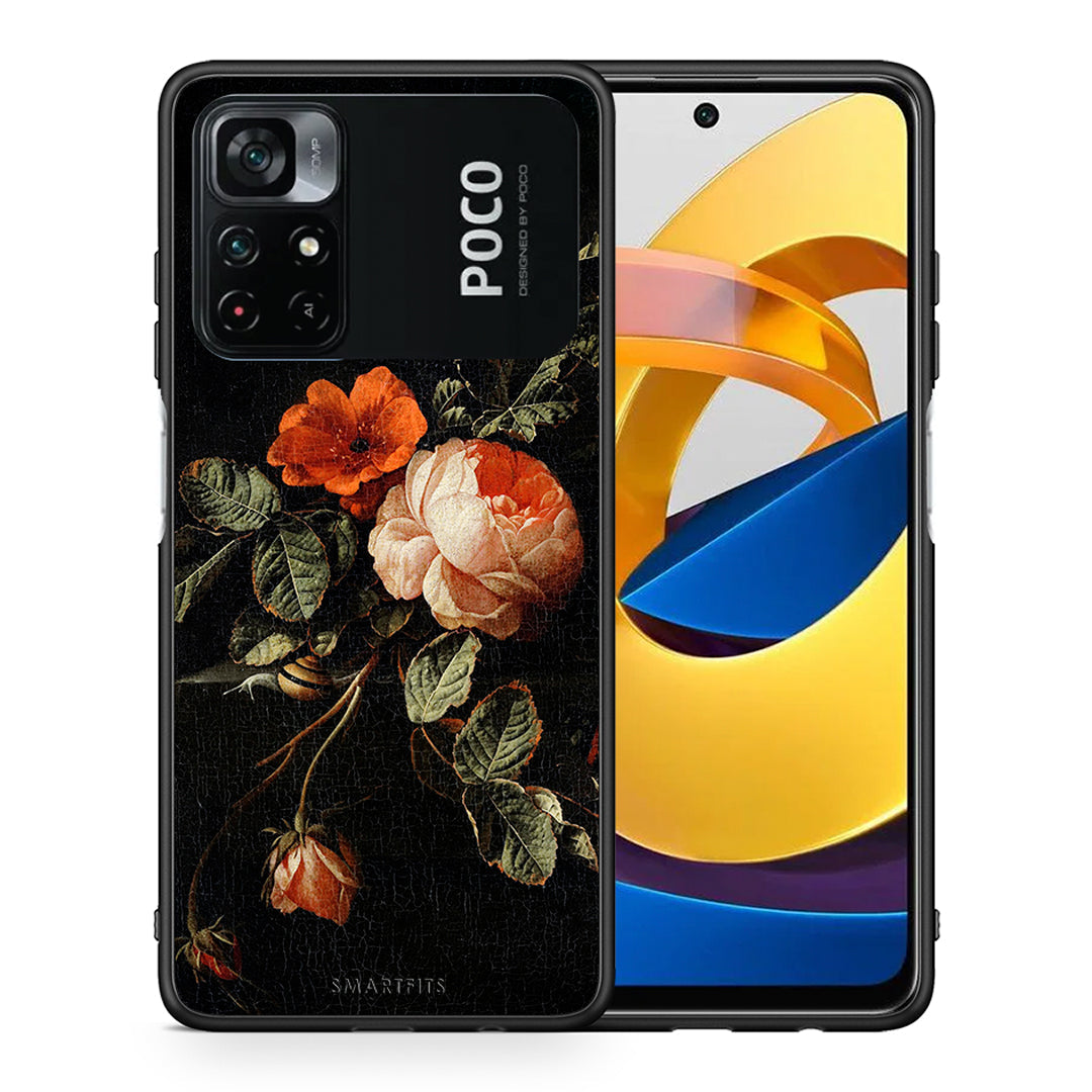 Θήκη Xiaomi Poco M4 Pro 4G Vintage Roses από τη Smartfits με σχέδιο στο πίσω μέρος και μαύρο περίβλημα | Xiaomi Poco M4 Pro 4G Vintage Roses case with colorful back and black bezels