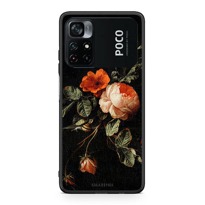 Xiaomi Poco M4 Pro 4G Vintage Roses θήκη από τη Smartfits με σχέδιο στο πίσω μέρος και μαύρο περίβλημα | Smartphone case with colorful back and black bezels by Smartfits