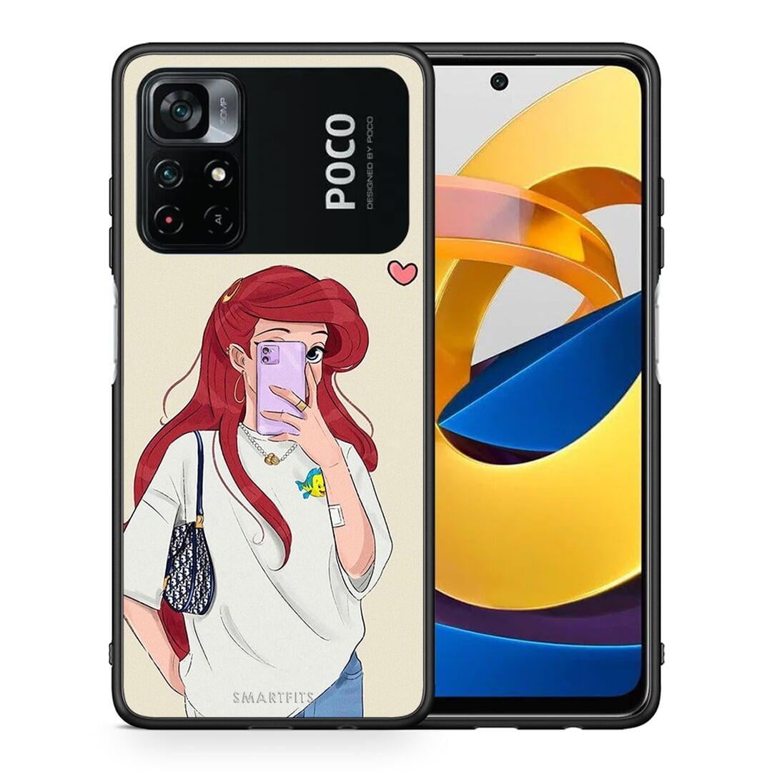 Θήκη Xiaomi Poco M4 Pro 4G Walking Mermaid από τη Smartfits με σχέδιο στο πίσω μέρος και μαύρο περίβλημα | Xiaomi Poco M4 Pro 4G Walking Mermaid case with colorful back and black bezels