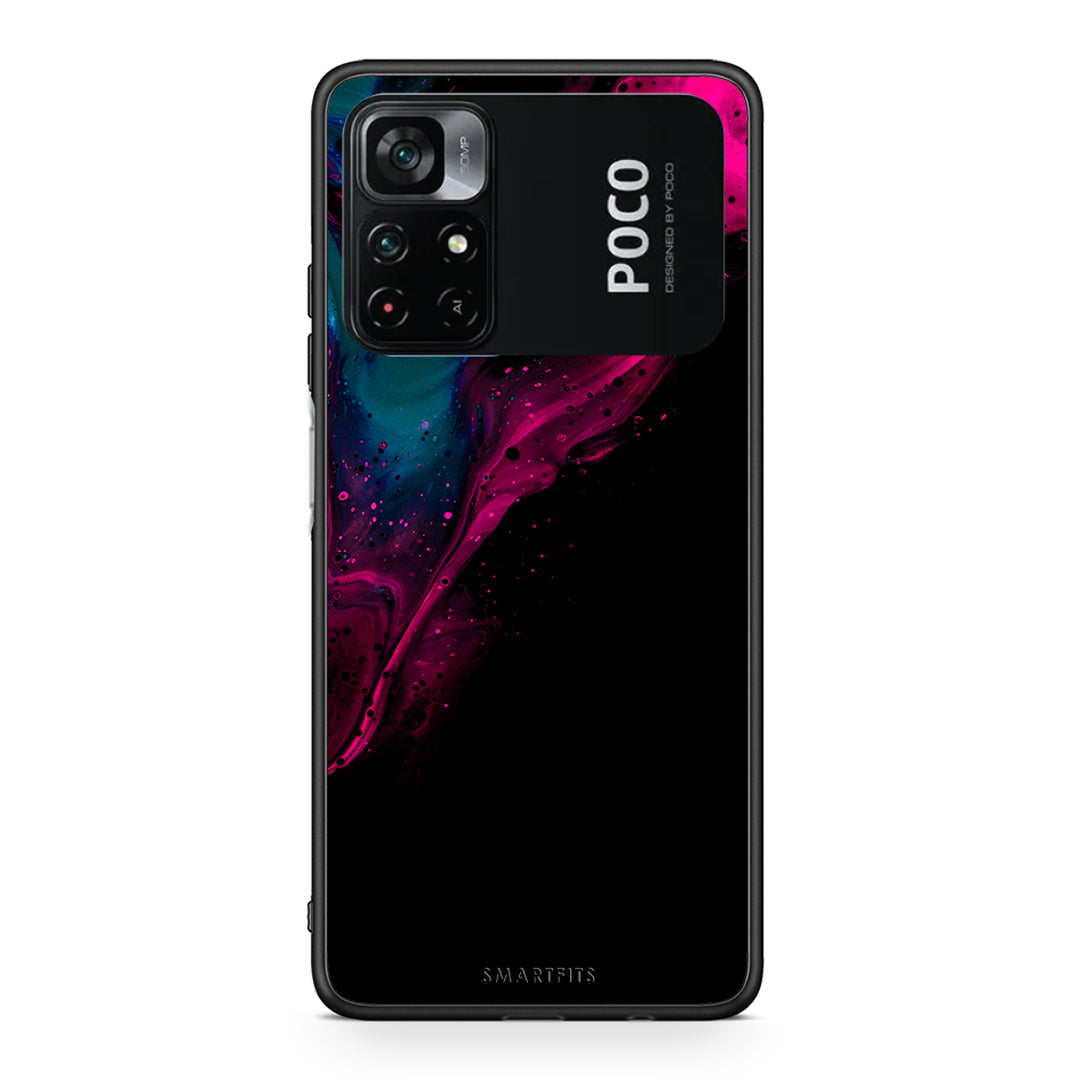 4 - Xiaomi Poco M4 Pro 4G Pink Black Watercolor case, cover, bumper