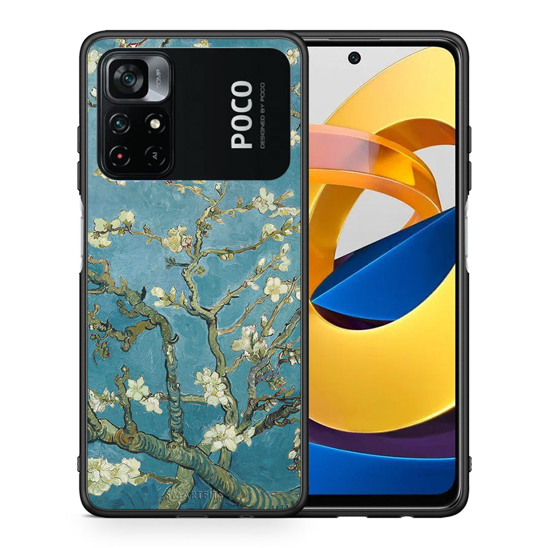 Θήκη Xiaomi Poco M4 Pro 4G White Blossoms από τη Smartfits με σχέδιο στο πίσω μέρος και μαύρο περίβλημα | Xiaomi Poco M4 Pro 4G White Blossoms case with colorful back and black bezels