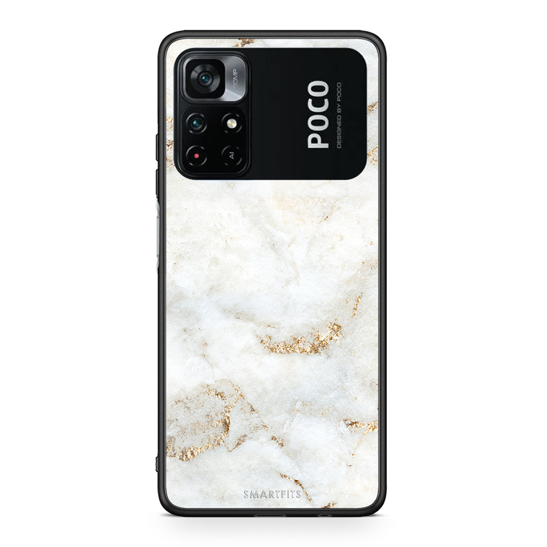 Xiaomi Poco M4 Pro 4G White Gold Marble θήκη από τη Smartfits με σχέδιο στο πίσω μέρος και μαύρο περίβλημα | Smartphone case with colorful back and black bezels by Smartfits