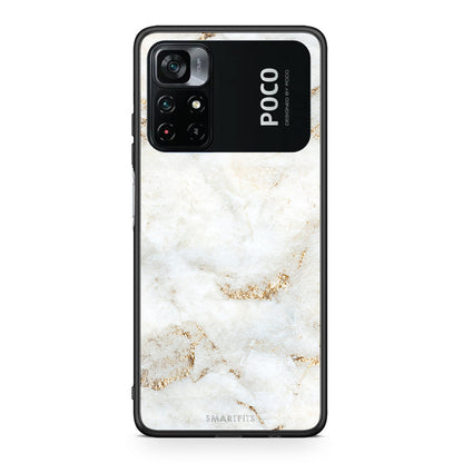 Xiaomi Poco M4 Pro 4G White Gold Marble θήκη από τη Smartfits με σχέδιο στο πίσω μέρος και μαύρο περίβλημα | Smartphone case with colorful back and black bezels by Smartfits