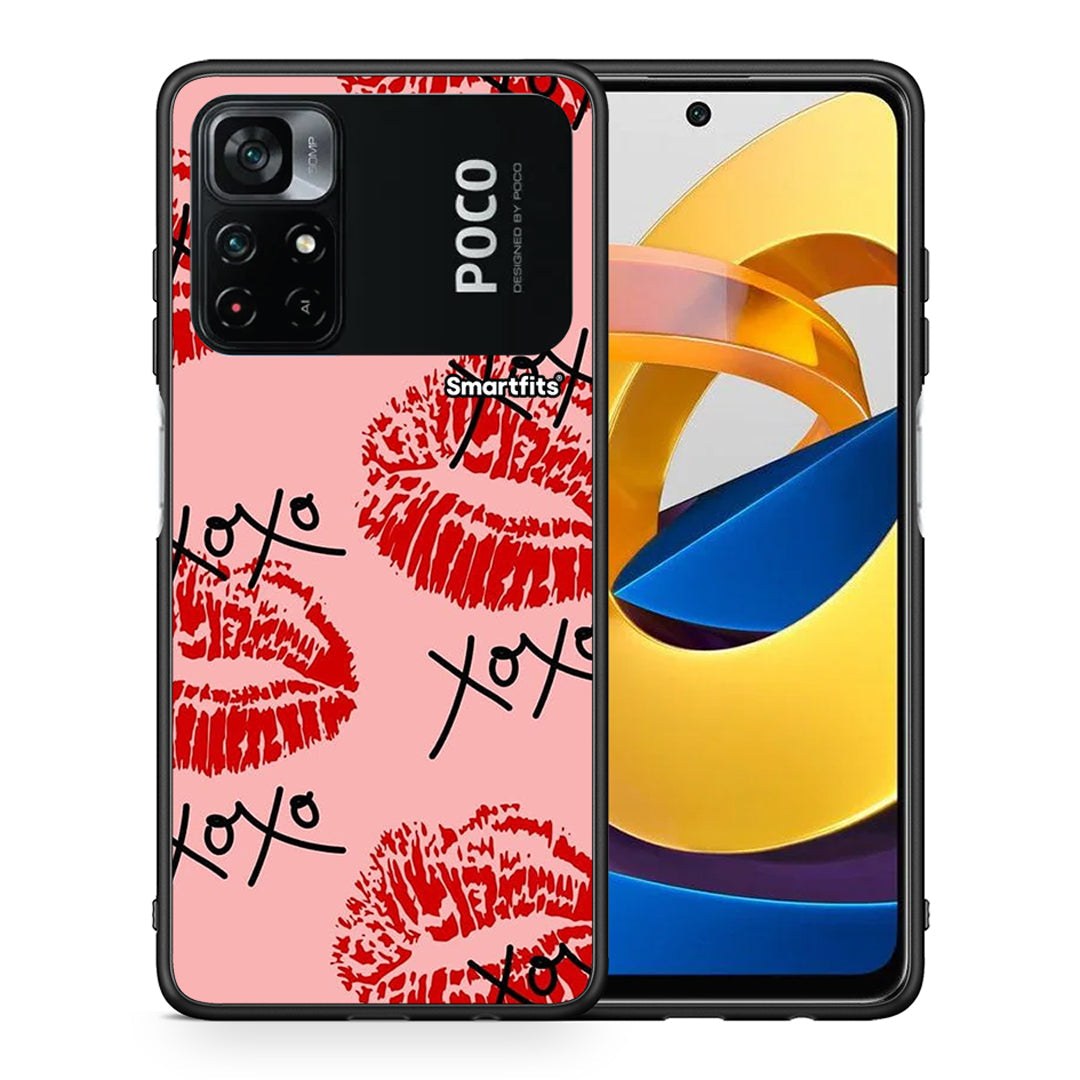 Θήκη Xiaomi Poco M4 Pro 4G XOXO Lips από τη Smartfits με σχέδιο στο πίσω μέρος και μαύρο περίβλημα | Xiaomi Poco M4 Pro 4G XOXO Lips case with colorful back and black bezels