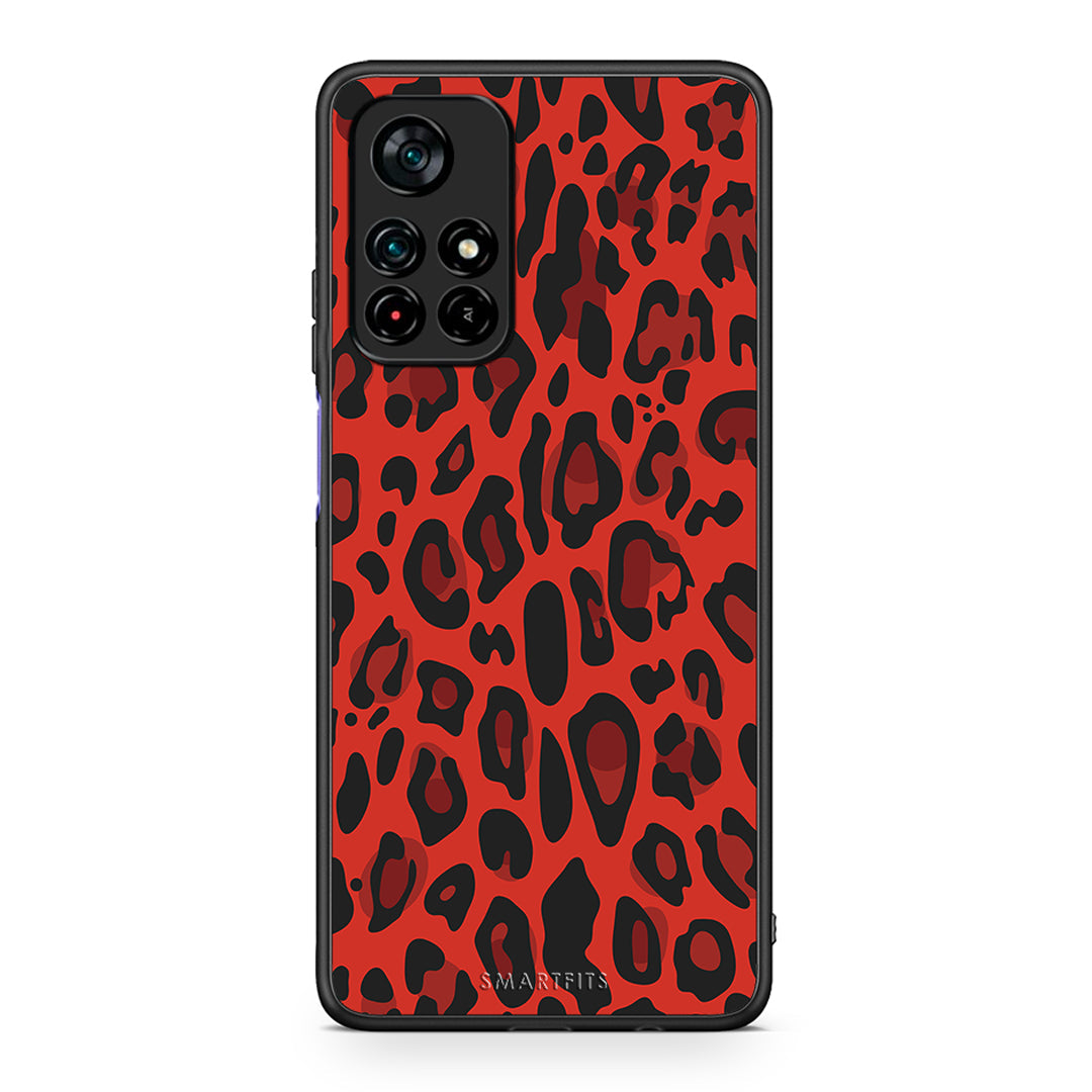 4 - Xiaomi Poco M4 Pro 5G Red Leopard Animal case, cover, bumper