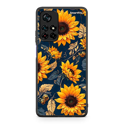 Xiaomi Poco M4 Pro 5G Autumn Sunflowers θήκη από τη Smartfits με σχέδιο στο πίσω μέρος και μαύρο περίβλημα | Smartphone case with colorful back and black bezels by Smartfits