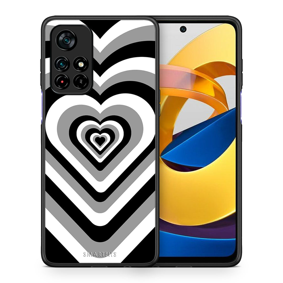 Θήκη Xiaomi Poco M4 Pro 5G Black Hearts από τη Smartfits με σχέδιο στο πίσω μέρος και μαύρο περίβλημα | Xiaomi Poco M4 Pro 5G Black Hearts case with colorful back and black bezels