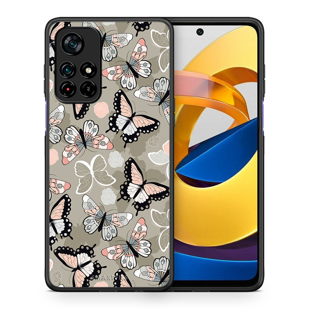 Θήκη Xiaomi Poco M4 Pro 5G Butterflies Boho από τη Smartfits με σχέδιο στο πίσω μέρος και μαύρο περίβλημα | Xiaomi Poco M4 Pro 5G Butterflies Boho case with colorful back and black bezels