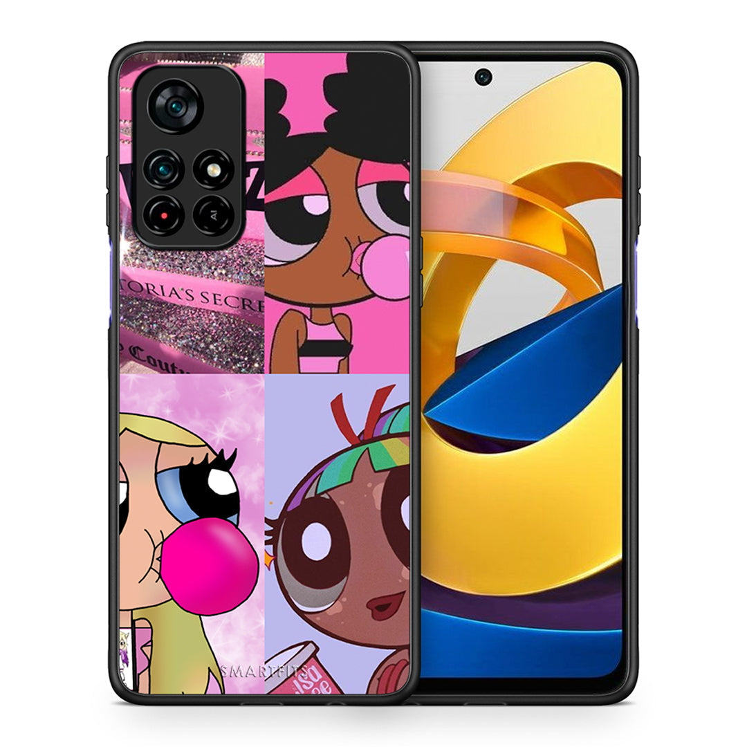 Θήκη Αγίου Βαλεντίνου Xiaomi Poco M4 Pro 5G Bubble Girls από τη Smartfits με σχέδιο στο πίσω μέρος και μαύρο περίβλημα | Xiaomi Poco M4 Pro 5G Bubble Girls case with colorful back and black bezels