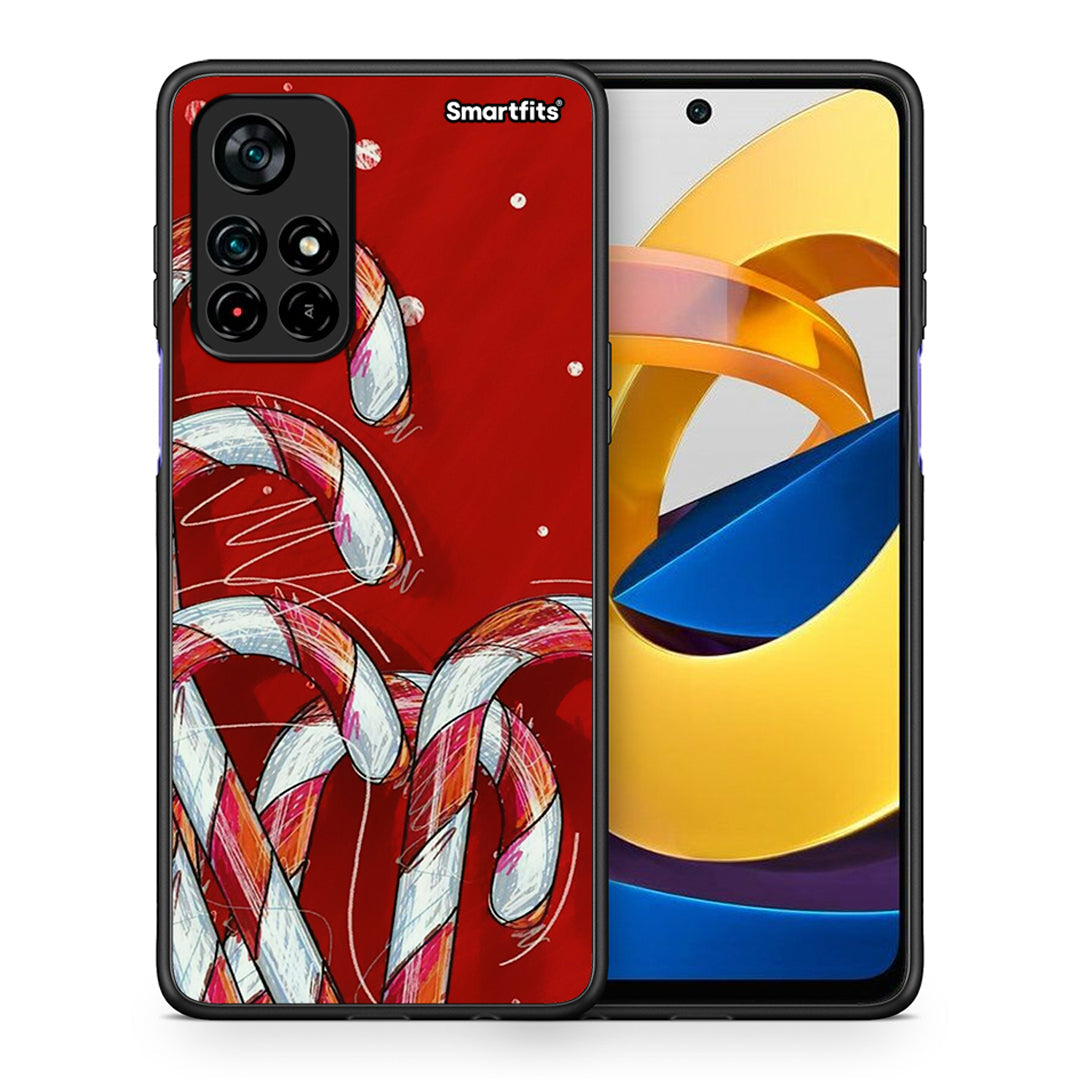 Θήκη Xiaomi Poco M4 Pro 5G Candy Cane από τη Smartfits με σχέδιο στο πίσω μέρος και μαύρο περίβλημα | Xiaomi Poco M4 Pro 5G Candy Cane case with colorful back and black bezels