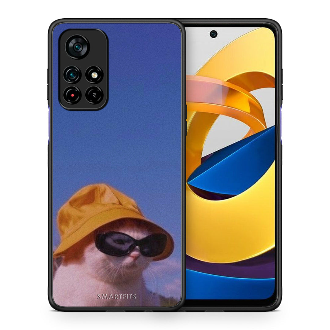 Θήκη Xiaomi Poco M4 Pro 5G Cat Diva από τη Smartfits με σχέδιο στο πίσω μέρος και μαύρο περίβλημα | Xiaomi Poco M4 Pro 5G Cat Diva case with colorful back and black bezels