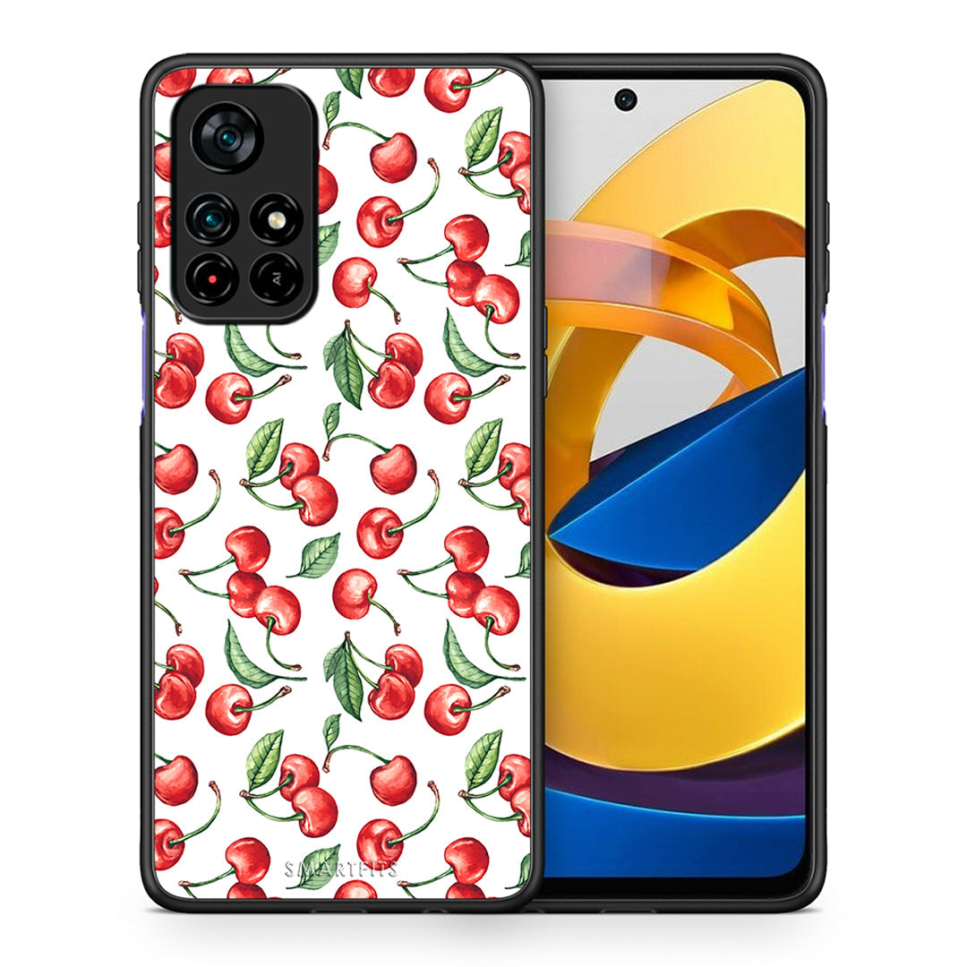 Θήκη Xiaomi Poco M4 Pro 5G Cherry Summer από τη Smartfits με σχέδιο στο πίσω μέρος και μαύρο περίβλημα | Xiaomi Poco M4 Pro 5G Cherry Summer case with colorful back and black bezels