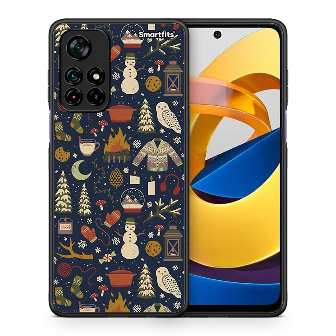 Θήκη Xiaomi Poco M4 Pro 5G Christmas Elements από τη Smartfits με σχέδιο στο πίσω μέρος και μαύρο περίβλημα | Xiaomi Poco M4 Pro 5G Christmas Elements case with colorful back and black bezels