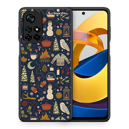 Θήκη Xiaomi Poco M4 Pro 5G Christmas Elements από τη Smartfits με σχέδιο στο πίσω μέρος και μαύρο περίβλημα | Xiaomi Poco M4 Pro 5G Christmas Elements case with colorful back and black bezels
