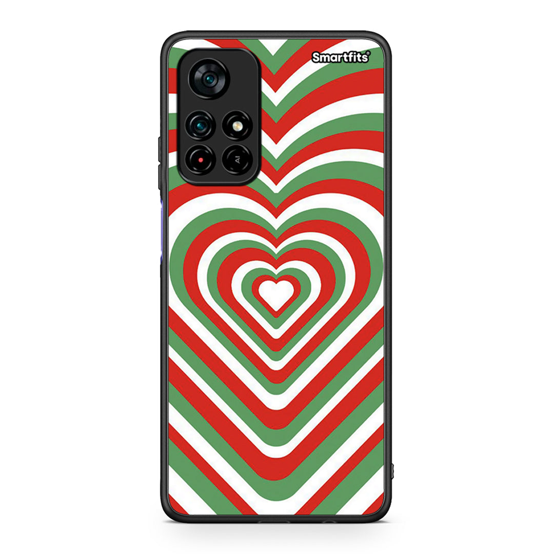 Xiaomi Poco M4 Pro 5G Christmas Hearts θήκη από τη Smartfits με σχέδιο στο πίσω μέρος και μαύρο περίβλημα | Smartphone case with colorful back and black bezels by Smartfits