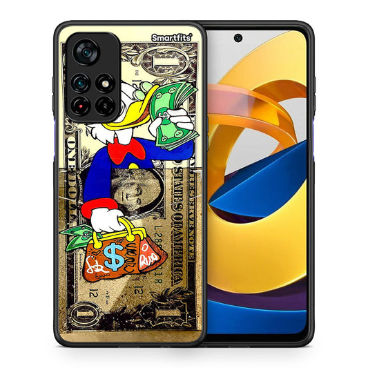 Θήκη Xiaomi Poco M4 Pro 5G Duck Money από τη Smartfits με σχέδιο στο πίσω μέρος και μαύρο περίβλημα | Xiaomi Poco M4 Pro 5G Duck Money case with colorful back and black bezels