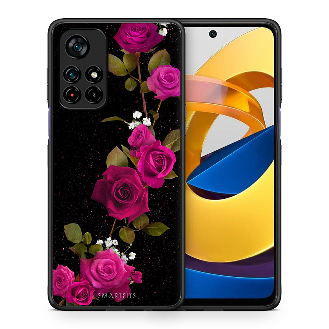Θήκη Xiaomi Poco M4 Pro 5G Red Roses Flower από τη Smartfits με σχέδιο στο πίσω μέρος και μαύρο περίβλημα | Xiaomi Poco M4 Pro 5G Red Roses Flower case with colorful back and black bezels