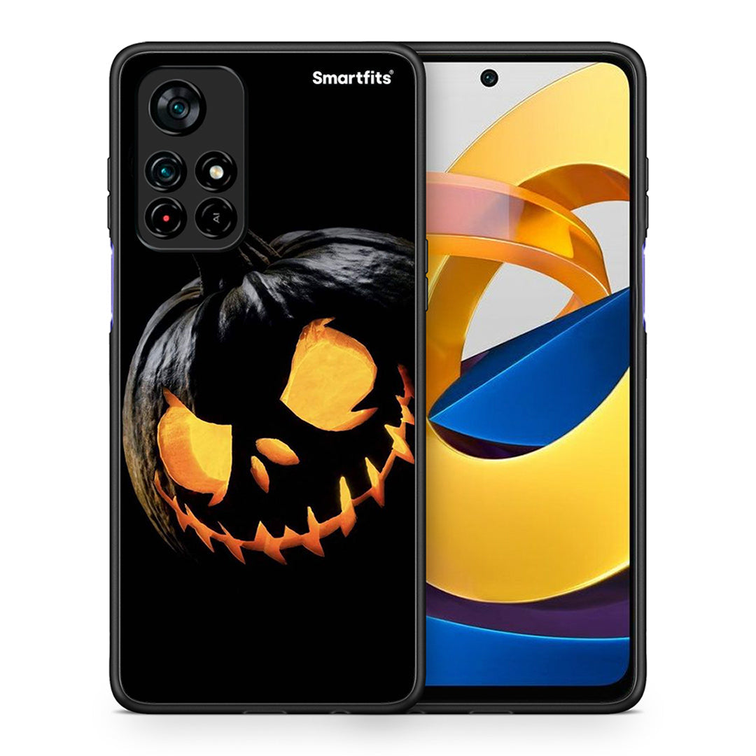 Θήκη Xiaomi Poco M4 Pro 5G Halloween Scary Pumpkin από τη Smartfits με σχέδιο στο πίσω μέρος και μαύρο περίβλημα | Xiaomi Poco M4 Pro 5G Halloween Scary Pumpkin case with colorful back and black bezels