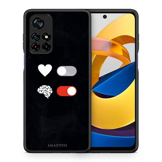 Θήκη Αγίου Βαλεντίνου Xiaomi Poco M4 Pro 5G Heart Vs Brain από τη Smartfits με σχέδιο στο πίσω μέρος και μαύρο περίβλημα | Xiaomi Poco M4 Pro 5G Heart Vs Brain case with colorful back and black bezels