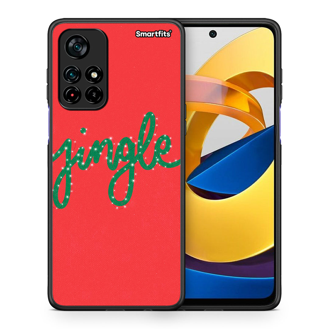 Θήκη Xiaomi Poco M4 Pro 5G Jingle Xmas από τη Smartfits με σχέδιο στο πίσω μέρος και μαύρο περίβλημα | Xiaomi Poco M4 Pro 5G Jingle Xmas case with colorful back and black bezels