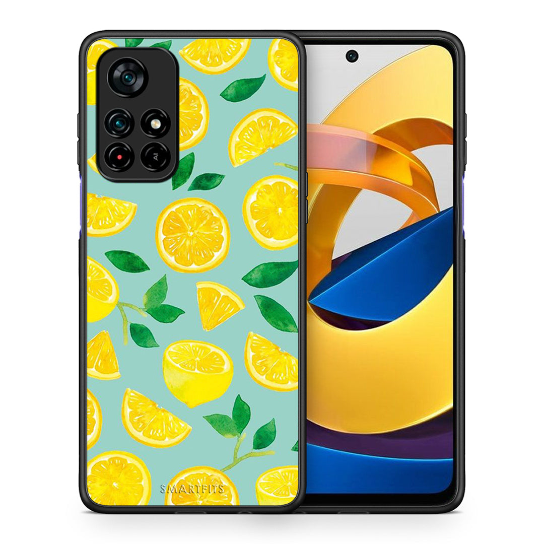 Θήκη Xiaomi Poco M4 Pro 5G Lemons από τη Smartfits με σχέδιο στο πίσω μέρος και μαύρο περίβλημα | Xiaomi Poco M4 Pro 5G Lemons case with colorful back and black bezels