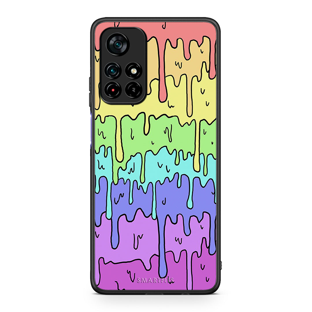 Xiaomi Poco M4 Pro 5G Melting Rainbow θήκη από τη Smartfits με σχέδιο στο πίσω μέρος και μαύρο περίβλημα | Smartphone case with colorful back and black bezels by Smartfits