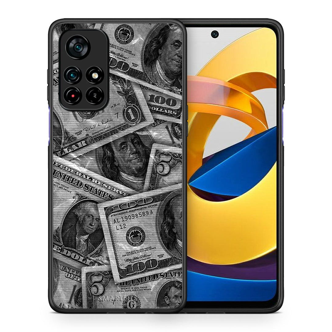 Θήκη Xiaomi Poco M4 Pro 5G Money Dollars από τη Smartfits με σχέδιο στο πίσω μέρος και μαύρο περίβλημα | Xiaomi Poco M4 Pro 5G Money Dollars case with colorful back and black bezels