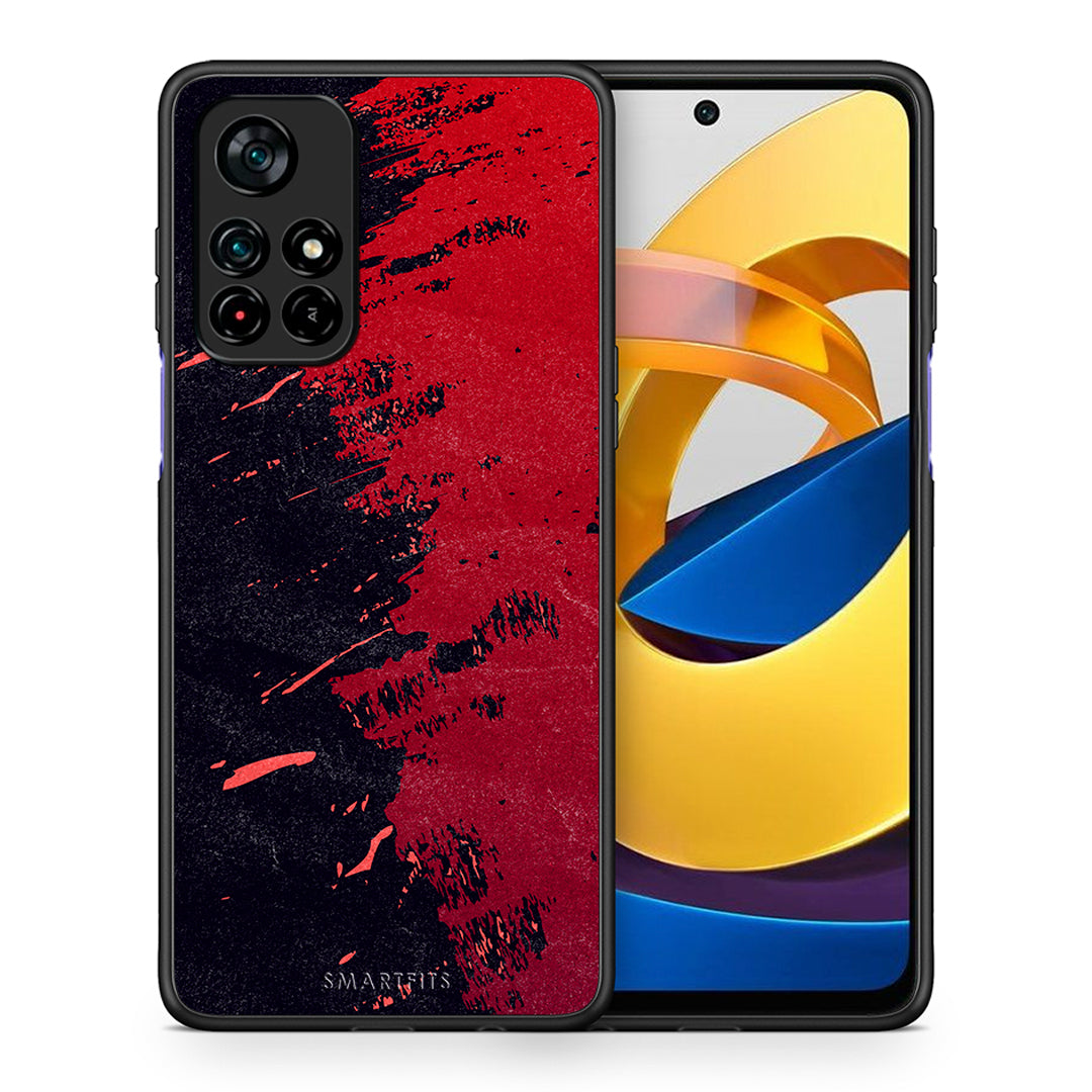 Θήκη Αγίου Βαλεντίνου Xiaomi Poco M4 Pro 5G Red Paint από τη Smartfits με σχέδιο στο πίσω μέρος και μαύρο περίβλημα | Xiaomi Poco M4 Pro 5G Red Paint case with colorful back and black bezels