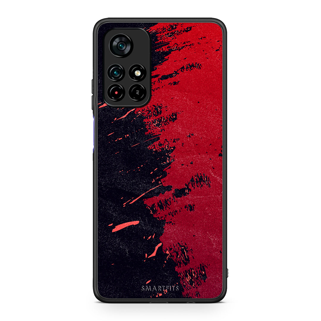 Xiaomi Poco M4 Pro 5G Red Paint Θήκη Αγίου Βαλεντίνου από τη Smartfits με σχέδιο στο πίσω μέρος και μαύρο περίβλημα | Smartphone case with colorful back and black bezels by Smartfits