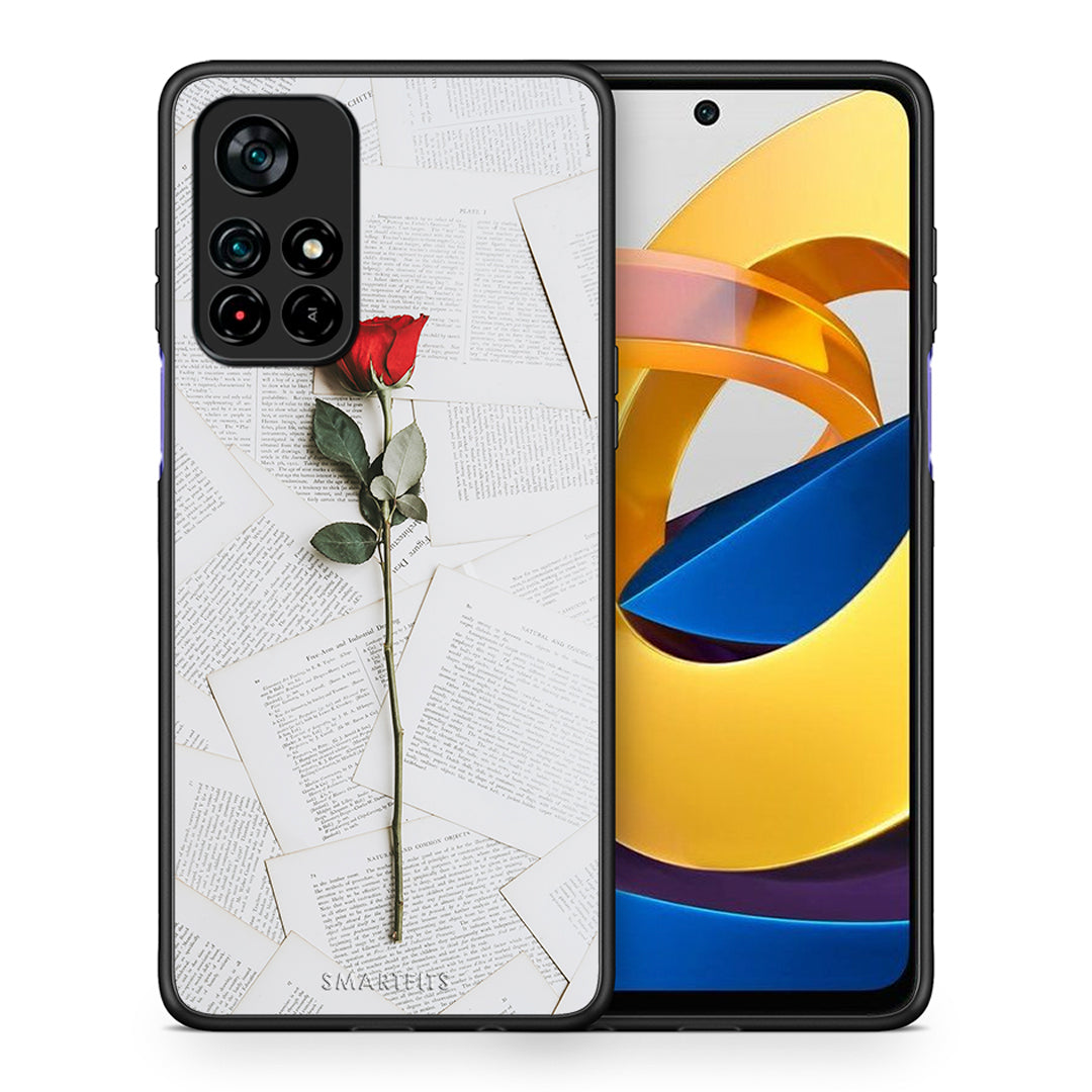 Θήκη Xiaomi Poco M4 Pro 5G Red Rose από τη Smartfits με σχέδιο στο πίσω μέρος και μαύρο περίβλημα | Xiaomi Poco M4 Pro 5G Red Rose case with colorful back and black bezels