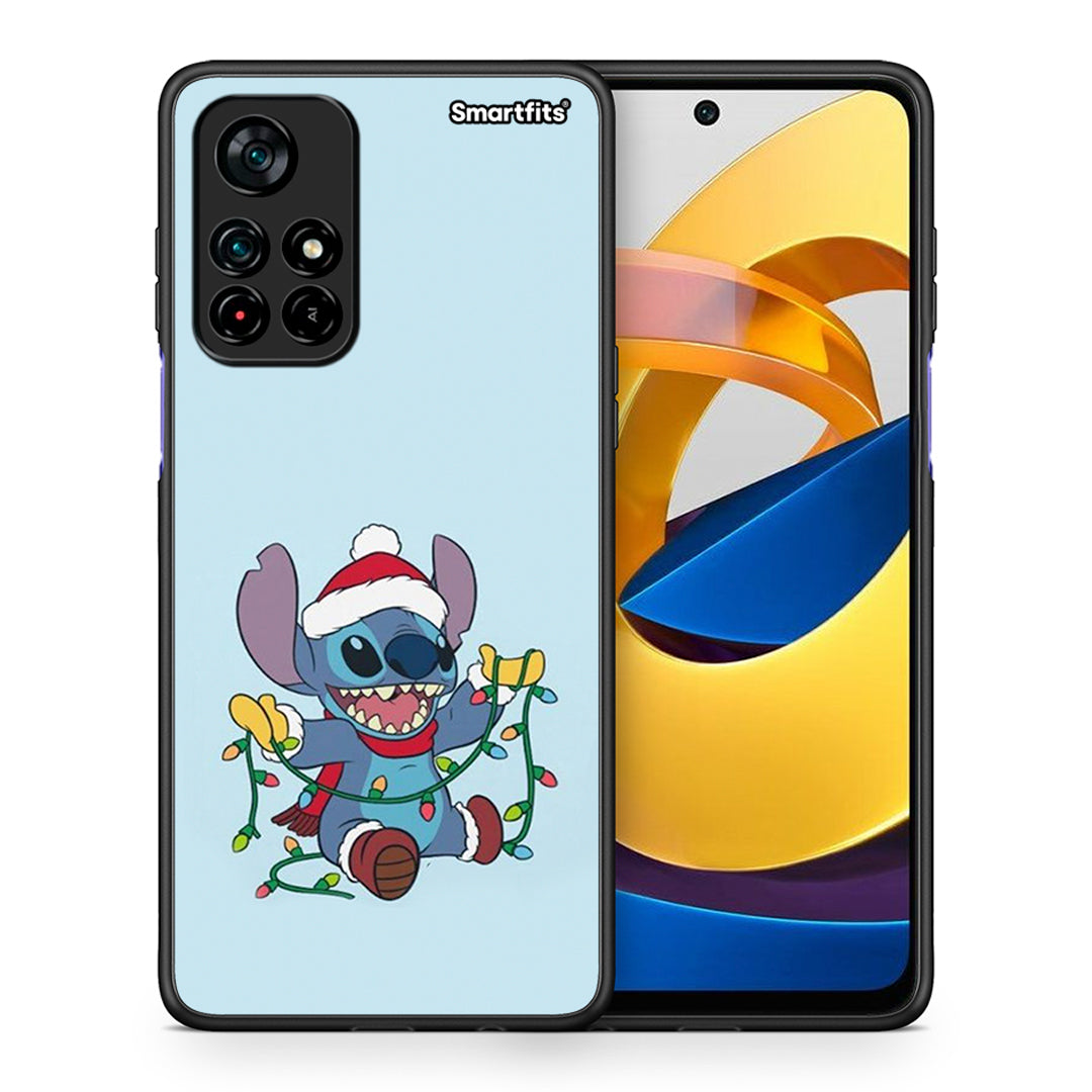 Θήκη Xiaomi Poco M4 Pro 5G Santa Stich από τη Smartfits με σχέδιο στο πίσω μέρος και μαύρο περίβλημα | Xiaomi Poco M4 Pro 5G Santa Stich case with colorful back and black bezels