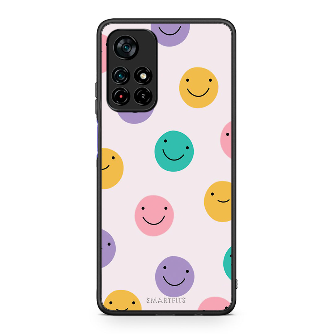 Xiaomi Poco M4 Pro 5G Smiley Faces θήκη από τη Smartfits με σχέδιο στο πίσω μέρος και μαύρο περίβλημα | Smartphone case with colorful back and black bezels by Smartfits