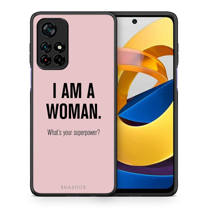 Θήκη Xiaomi Poco M4 Pro 5G Superpower Woman από τη Smartfits με σχέδιο στο πίσω μέρος και μαύρο περίβλημα | Xiaomi Poco M4 Pro 5G Superpower Woman case with colorful back and black bezels