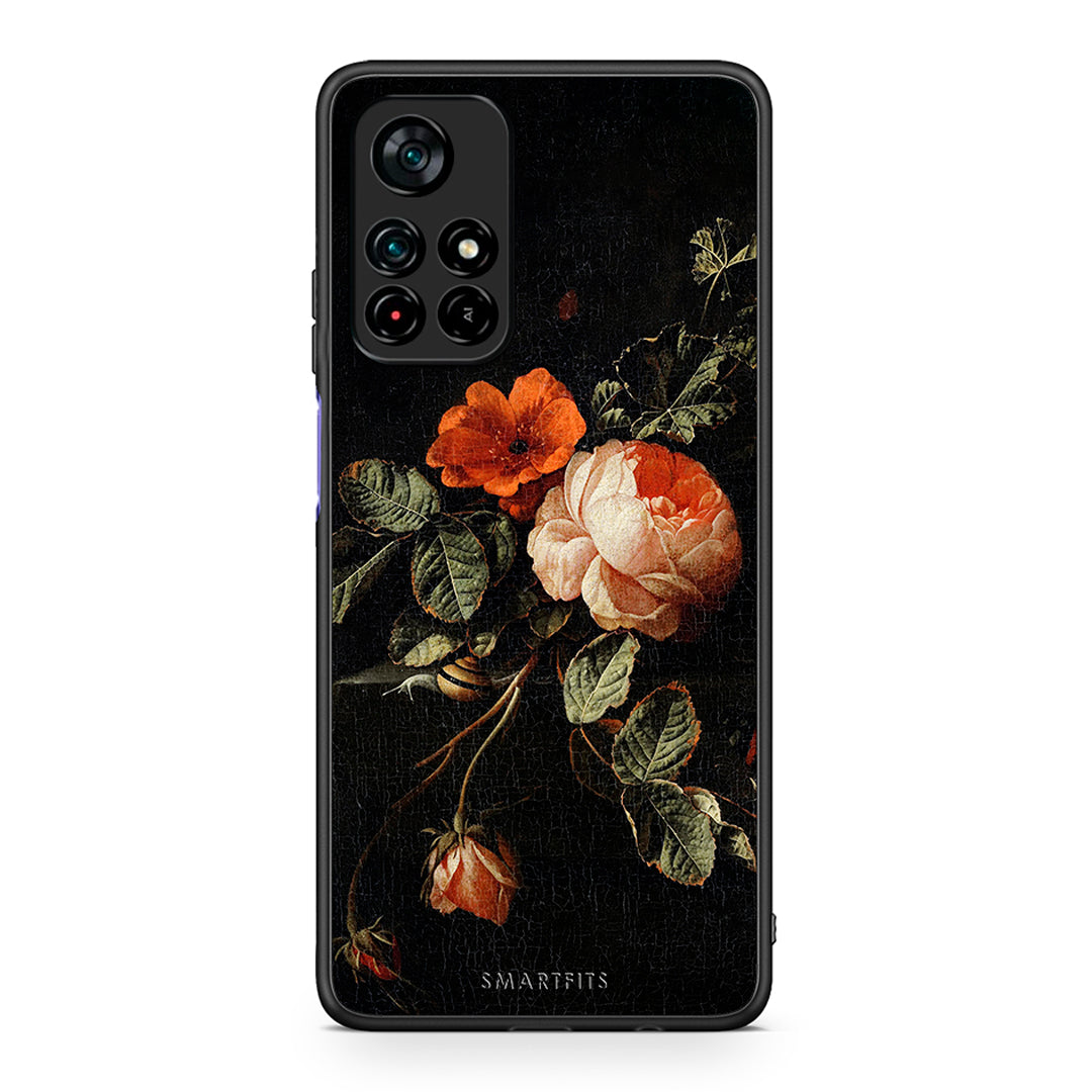 Xiaomi Poco M4 Pro 5G Vintage Roses θήκη από τη Smartfits με σχέδιο στο πίσω μέρος και μαύρο περίβλημα | Smartphone case with colorful back and black bezels by Smartfits
